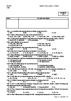 Kiểm tra hóa 1 tiết - Mã đề thi 132
